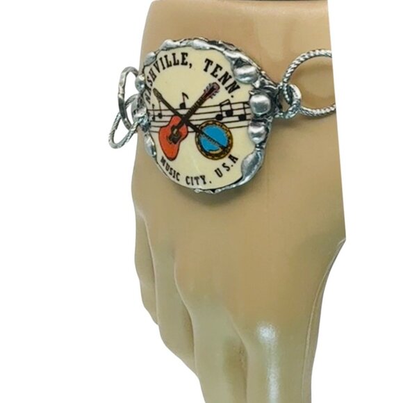 Music City Usa Nashville Tennessee Artisan Bracelet in Silver-Blend Metalwork - Picture 13 of 16